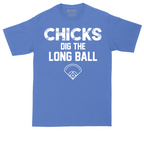 Chicks Dig the Long Ball tall t-shirt for men in Heather Royal