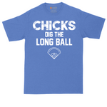 Chicks Dig the Long Ball tall t-shirt for men in Heather Royal
