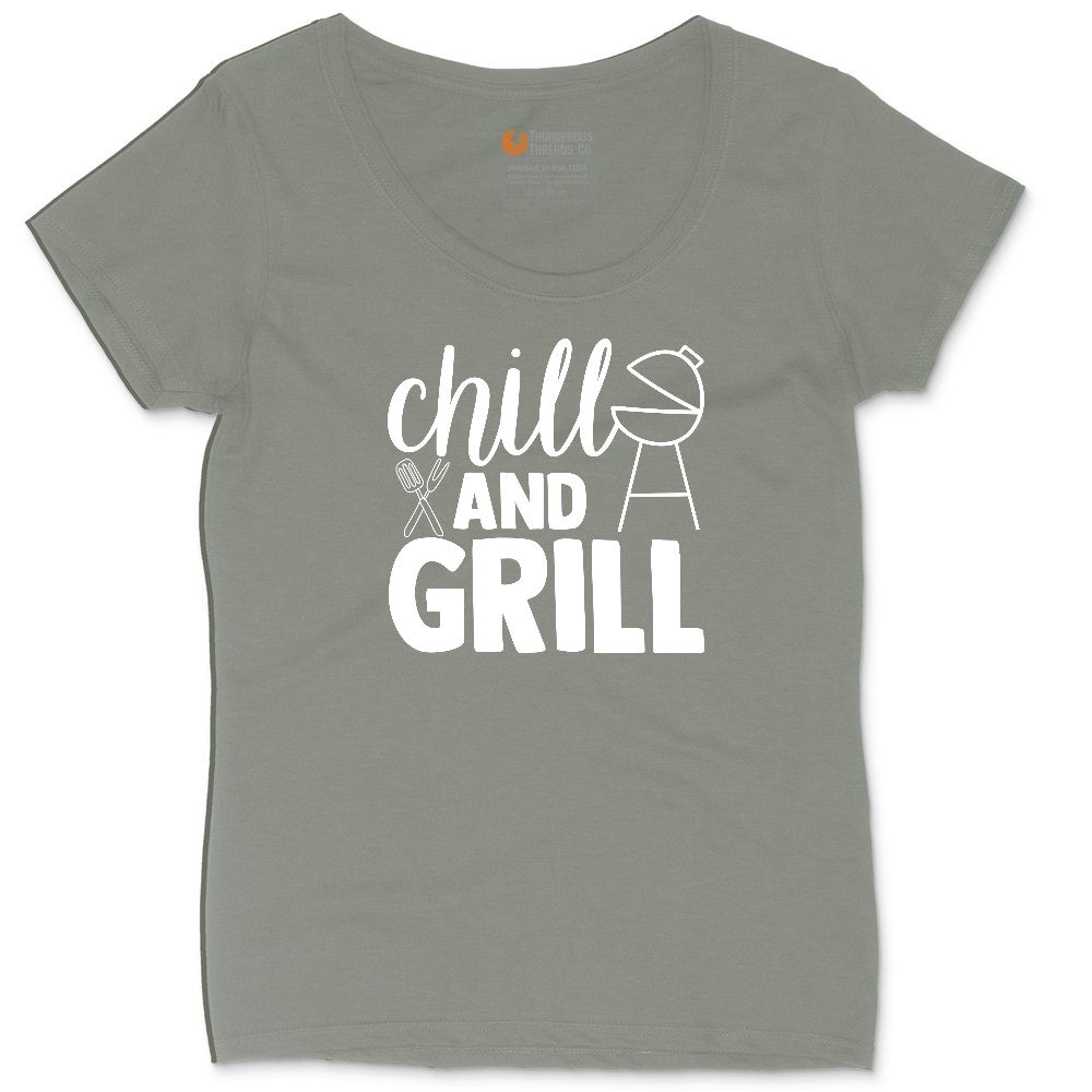 Chill and Grill Ladies Curvy Tee - Bamboo Blackout
