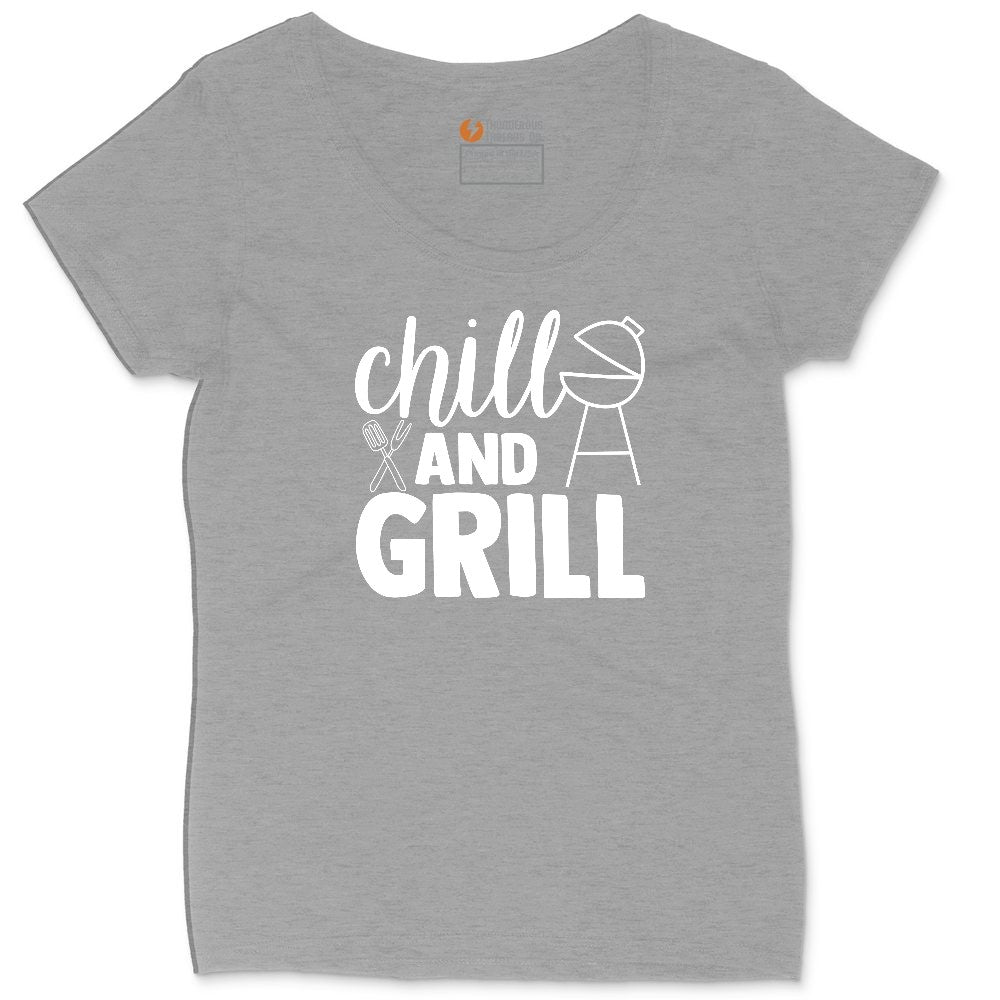 Chill and Grill Ladies Curvy Tee - Granite Heather