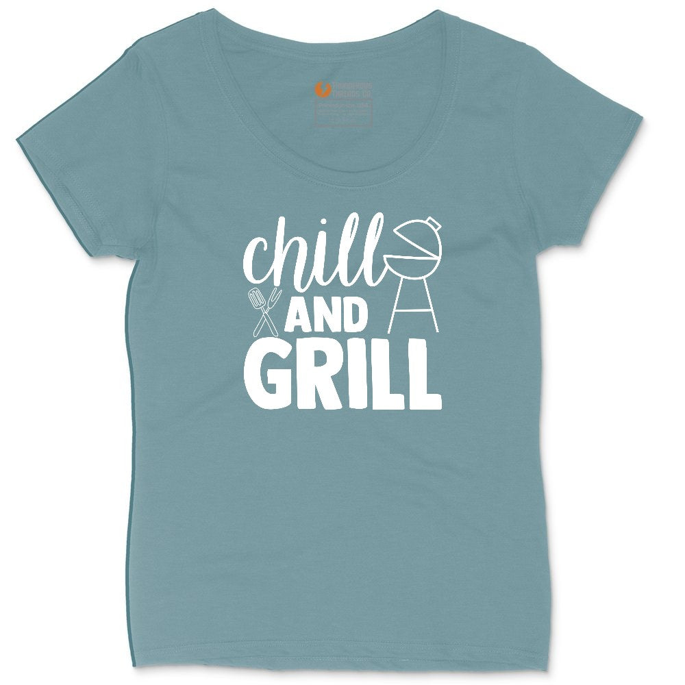Chill and Grill Ladies Curvy Tee - Surf Blackout