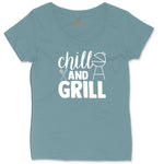 Chill and Grill Ladies Curvy Tee - Surf Blackout