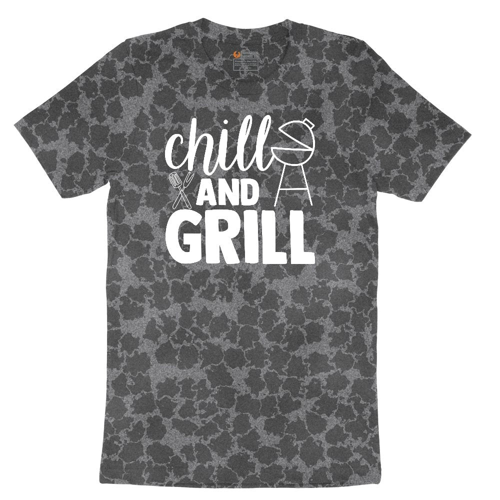 Chill and Grill Ladies Short Sleeve Tee - Black Leopard