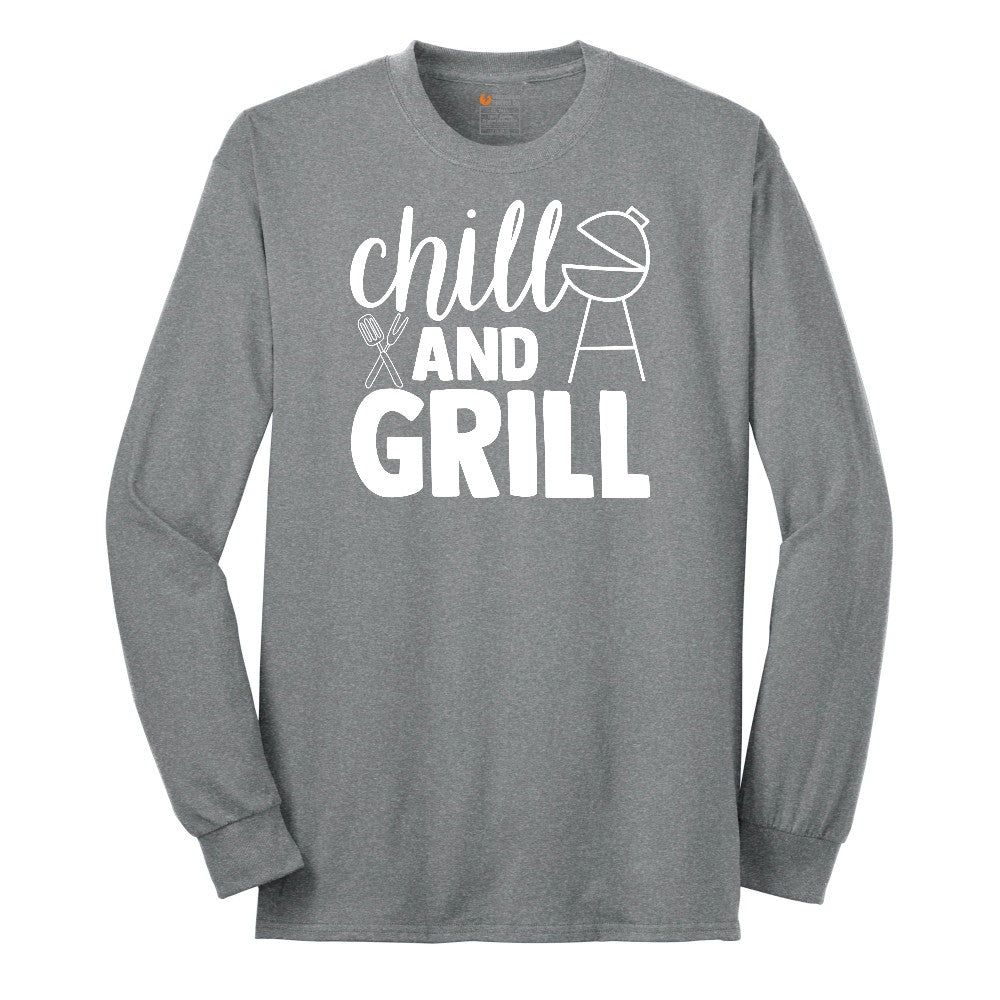Chill and Grill Long Sleeve Tee - Athletic Grey