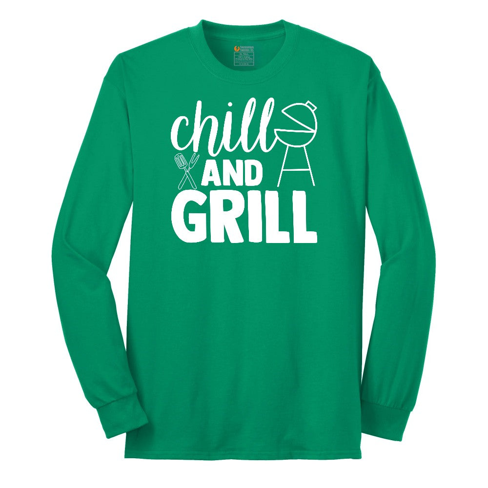Chill and Grill Long Sleeve Tee - Kelly Green