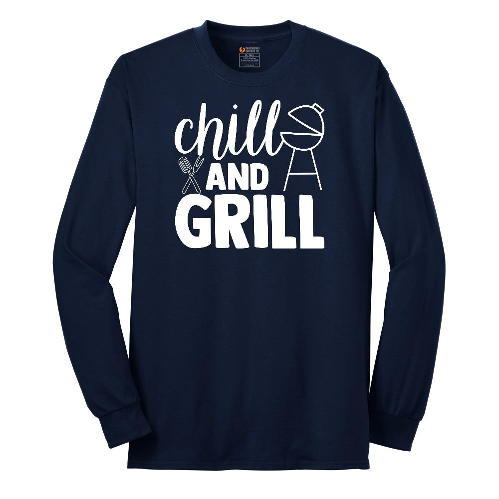 Chill and Grill Long Sleeve Tee - Navy