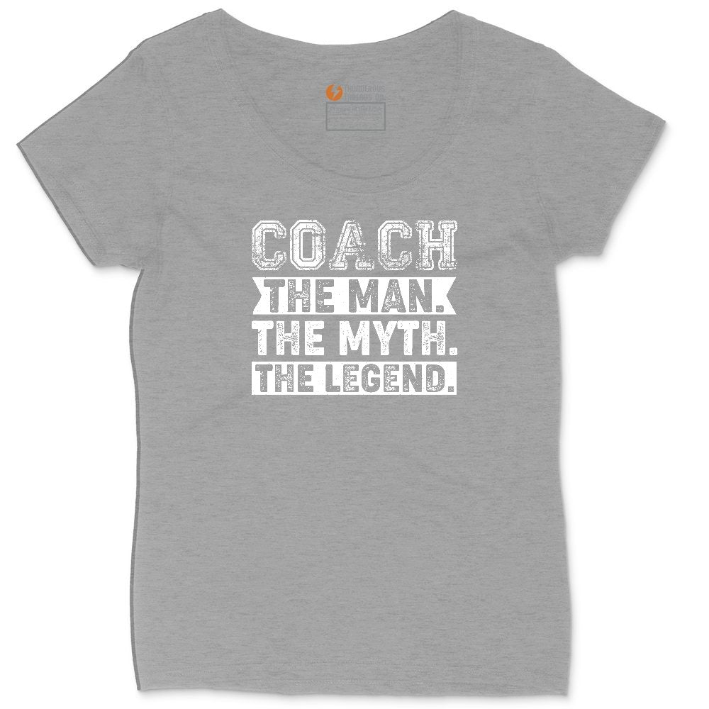 Coach The Man The Myth The Legend Ladies Curvy Tee - Granite Heather