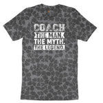 Coach The Man The Myth The Legend Ladies Short Sleeve Tee - Black Leopard