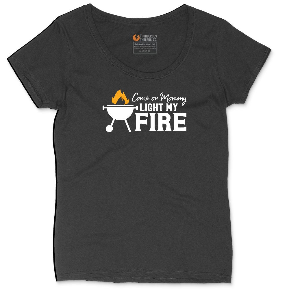 Come On Mommy Light My Fire Ladies Curvy Tee - Black
