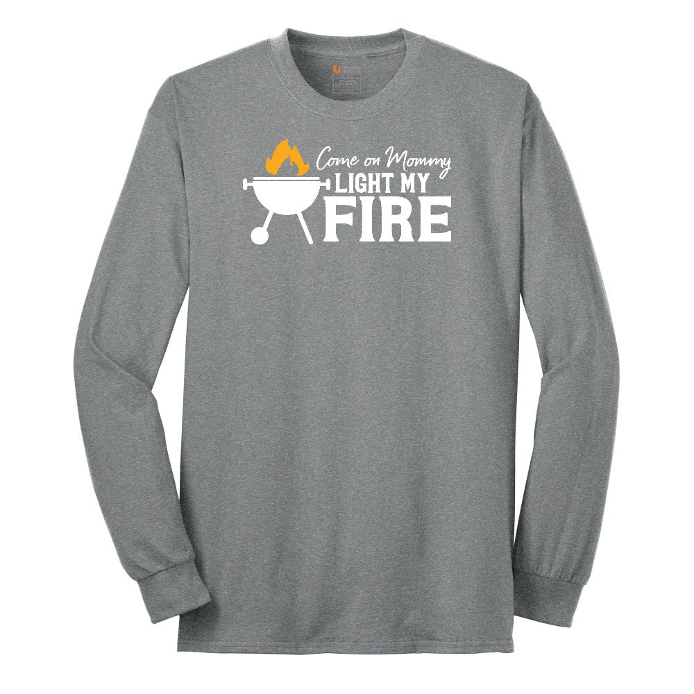 Come On Mommy Light My Fire Long Sleeve Tee - Athletic Grey