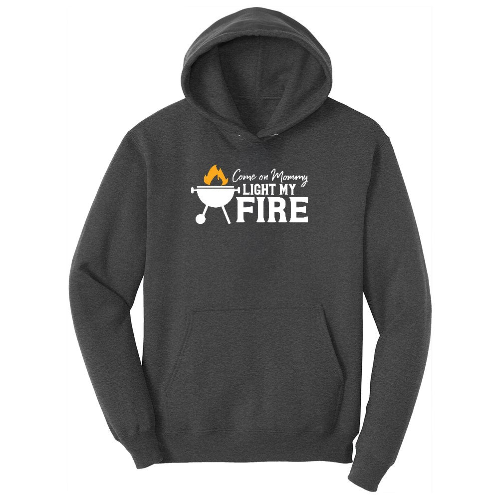 Come On Mommy Light My Fire Youth Hoodie - Dark Heather Grey