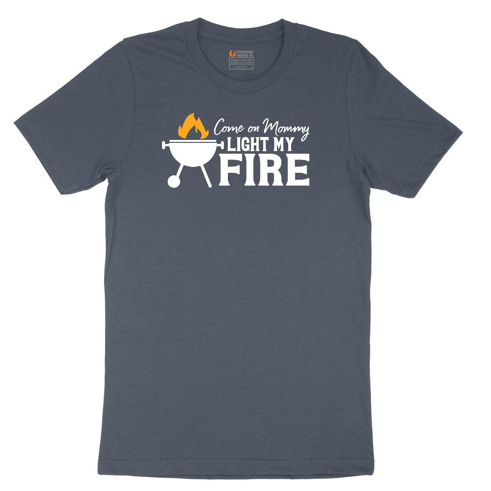 Come On Mommy Light My Fire Youth Short Sleeve Tee - Heather Navy