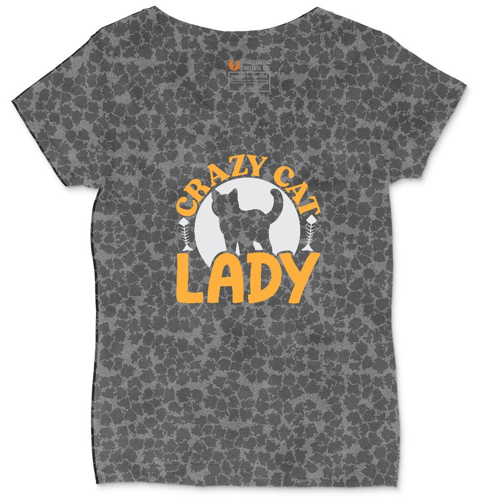 Crazy Cat Lady Ladies Curvy Tee - Black Leopard