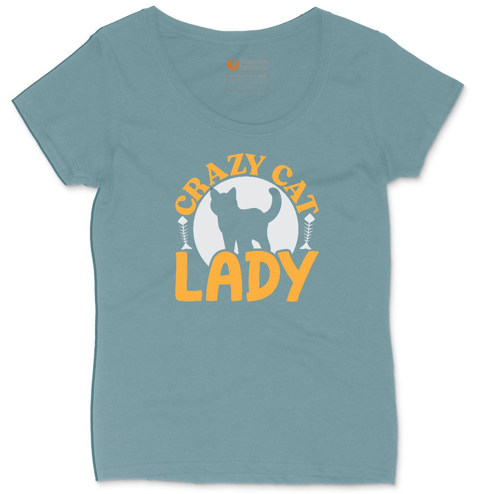 Crazy Cat Lady Ladies Curvy Tee - Surf Blackout