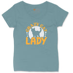 Crazy Cat Lady Ladies Curvy Tee - Surf Blackout