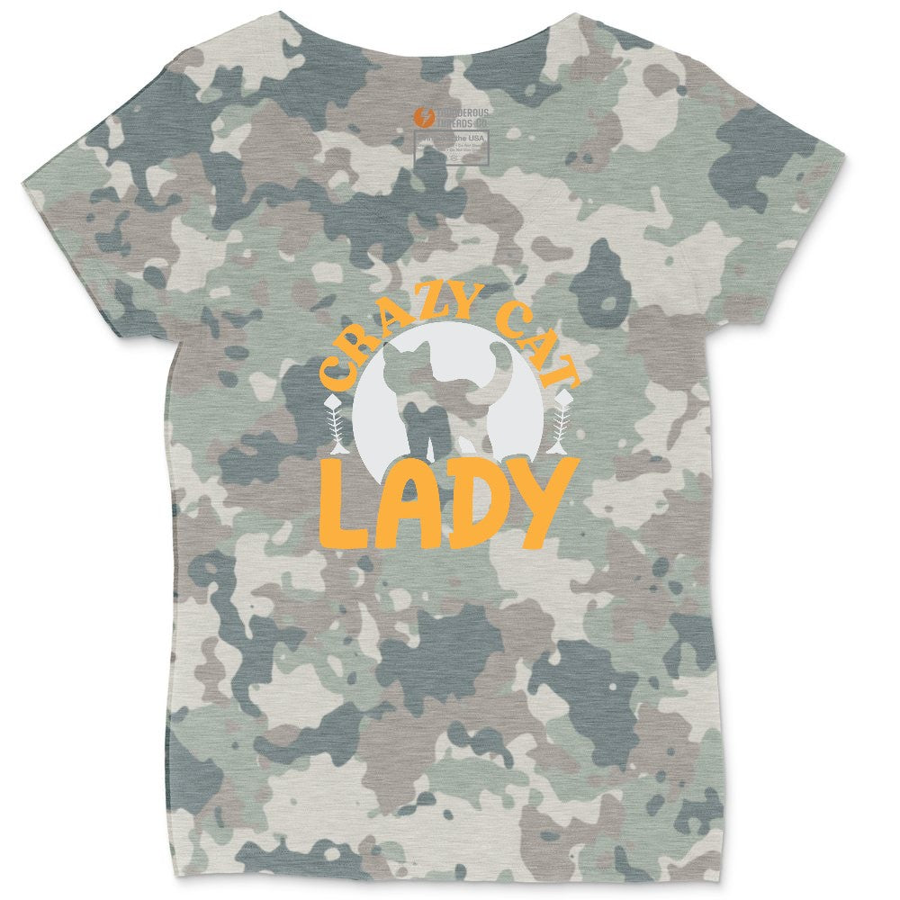 Crazy Cat Lady Ladies Curvy Tee - Vintage Camo