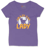 Crazy Cat Lady Ladies Curvy Tee - Vintage Purple