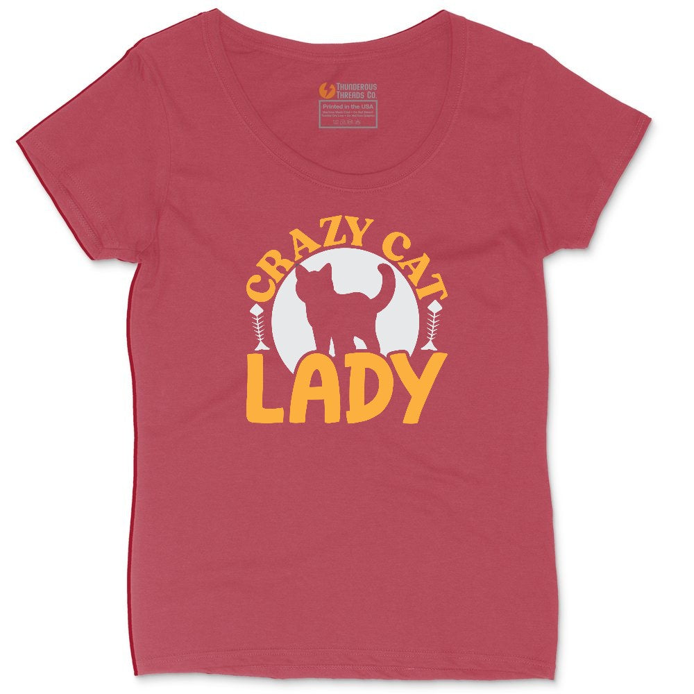Crazy Cat Lady Ladies Curvy Tee - Vintage Red
