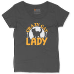 Crazy Cat Lady Ladies Curvy Tee - Vintage Smoke