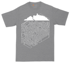 Cube Castle Maze graphic tall t-shirt for men in Athletic Heather