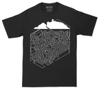 Cube Castle Maze graphic tall t-shirt for men in Jet Black
