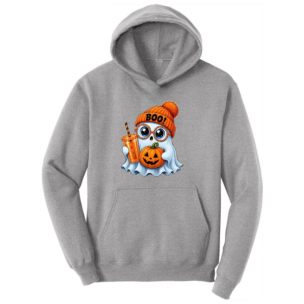 Cute Ghost Boo Halloween Ladies Hoodie - Athletic Heather