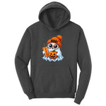 Cute Ghost Boo Halloween Ladies Hoodie - Dark Heather Grey