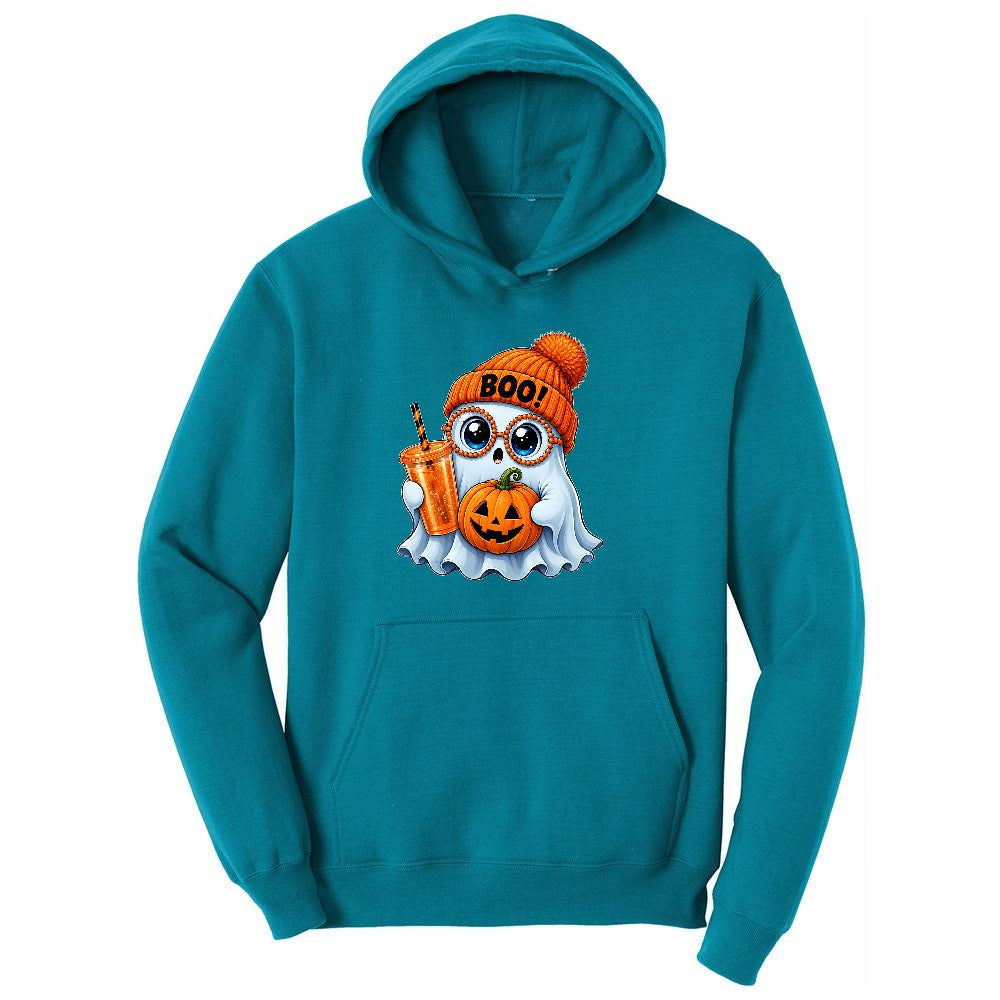 Cute Ghost Boo Halloween Ladies Hoodie - Teal