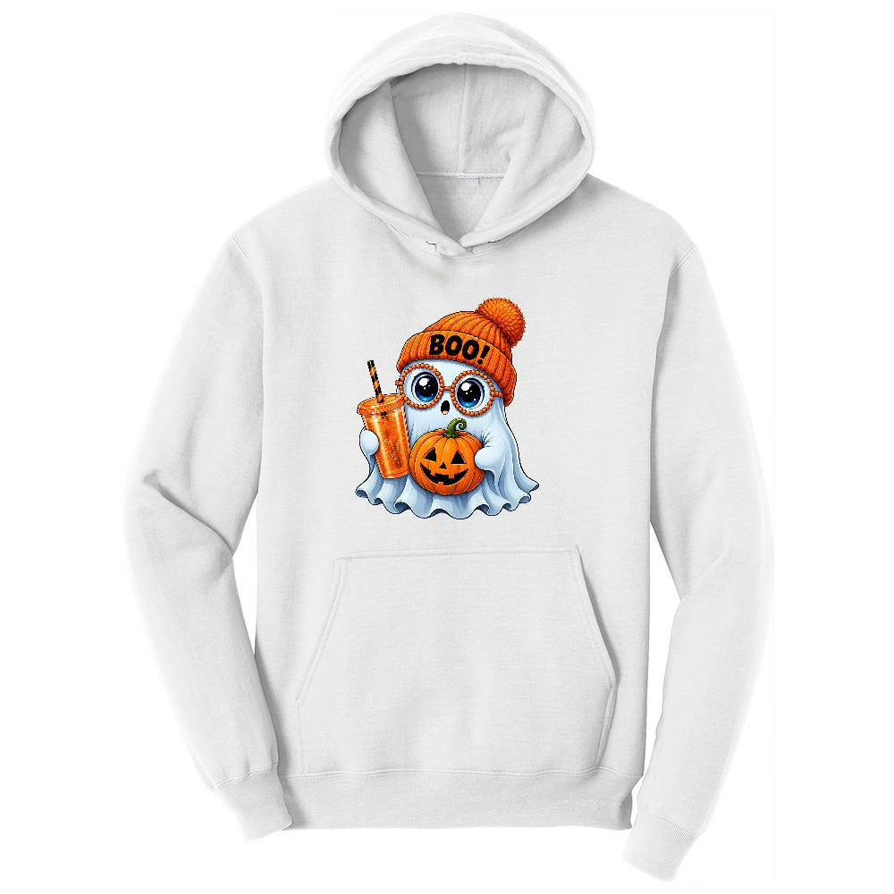 Cute Ghost Boo Halloween Ladies Hoodie - White