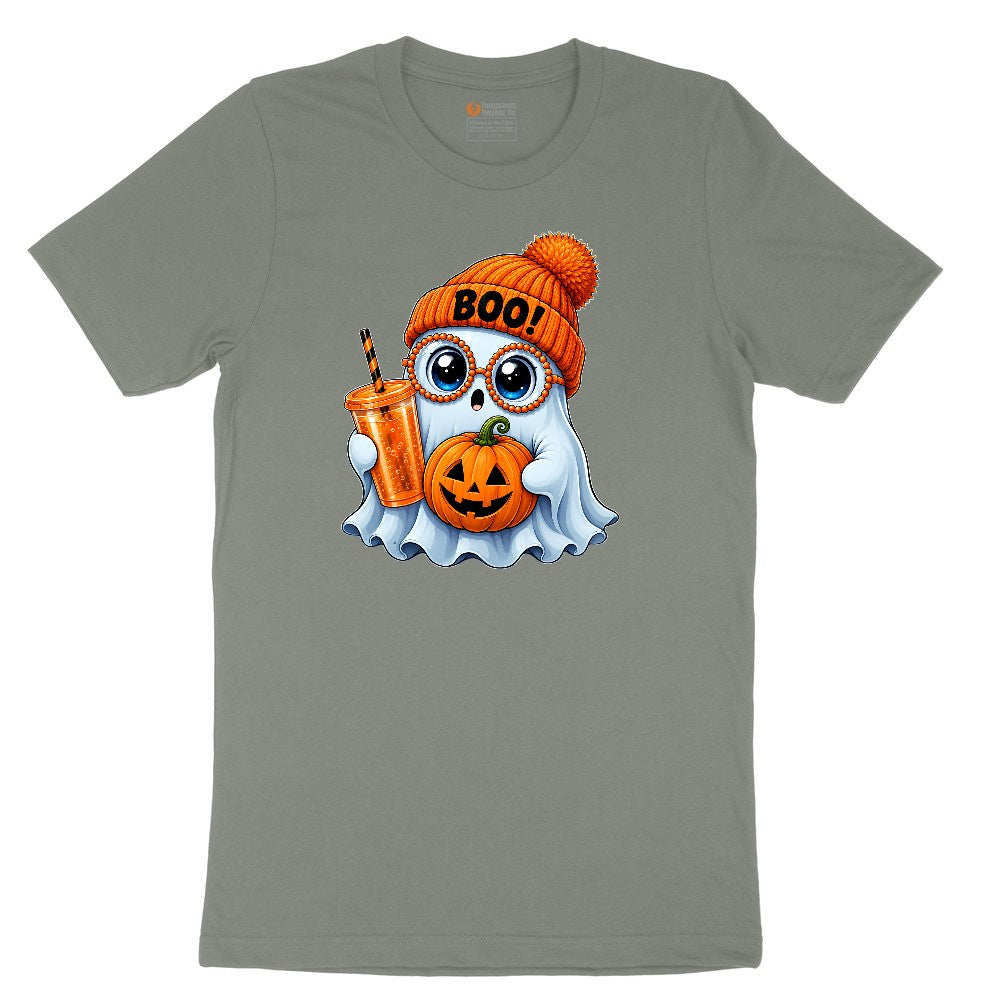 Cute Ghost Boo Halloween Ladies Short Sleeve Tee - Bamboo Blackout