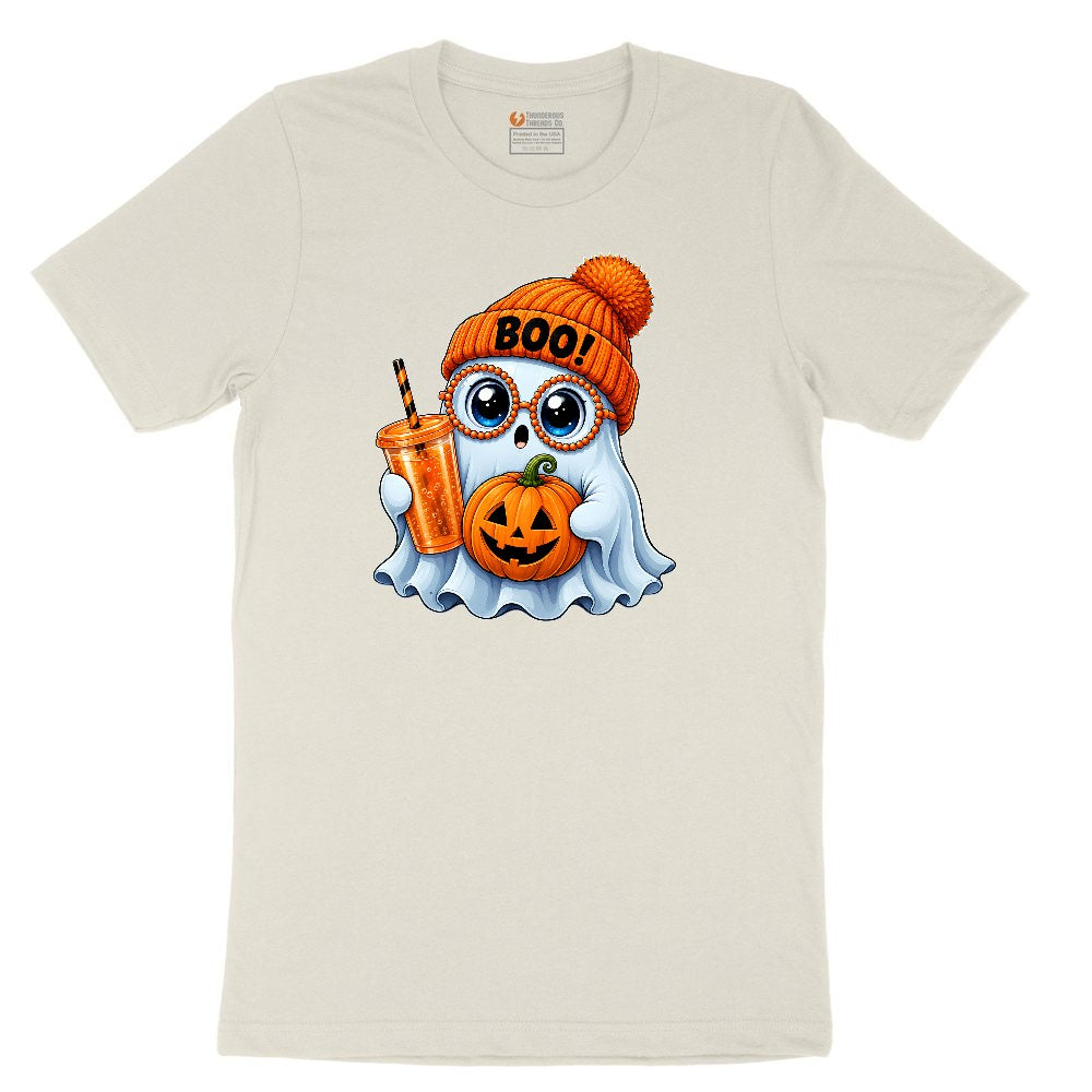 Cute Ghost Boo Halloween Ladies Short Sleeve Tee - Natural Heather
