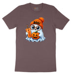 Cute Ghost Boo Halloween Ladies Short Sleeve Tee - Sangria Blackout