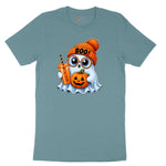 Cute Ghost Boo Halloween Ladies Short Sleeve Tee - Surf Blackout