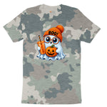 Cute Ghost Boo Halloween Ladies Short Sleeve Tee - Vintage Camo