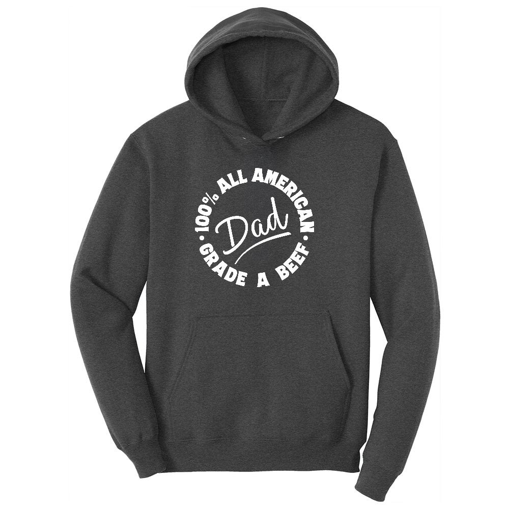 Dad 100% All American Grade A Beef Ladies Hoodie - Dark Heather Grey