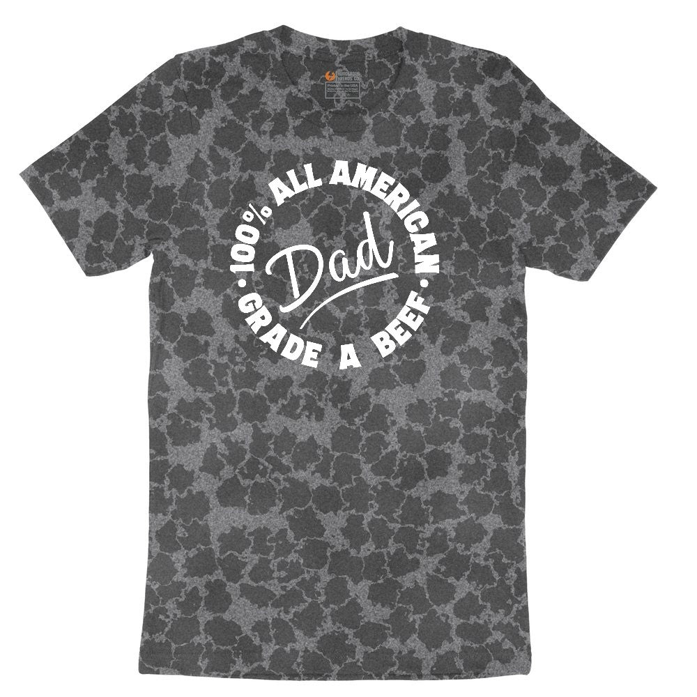 Dad 100% All American Grade A Beef Ladies Short Sleeve Tee - Black Leopard