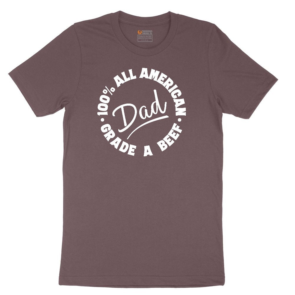 Dad 100% All American Grade A Beef Ladies Short Sleeve Tee - Sangria Blackout