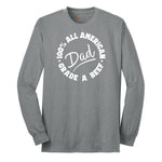 Dad 100% All American Grade A Beef Long Sleeve Tee - Athletic Grey