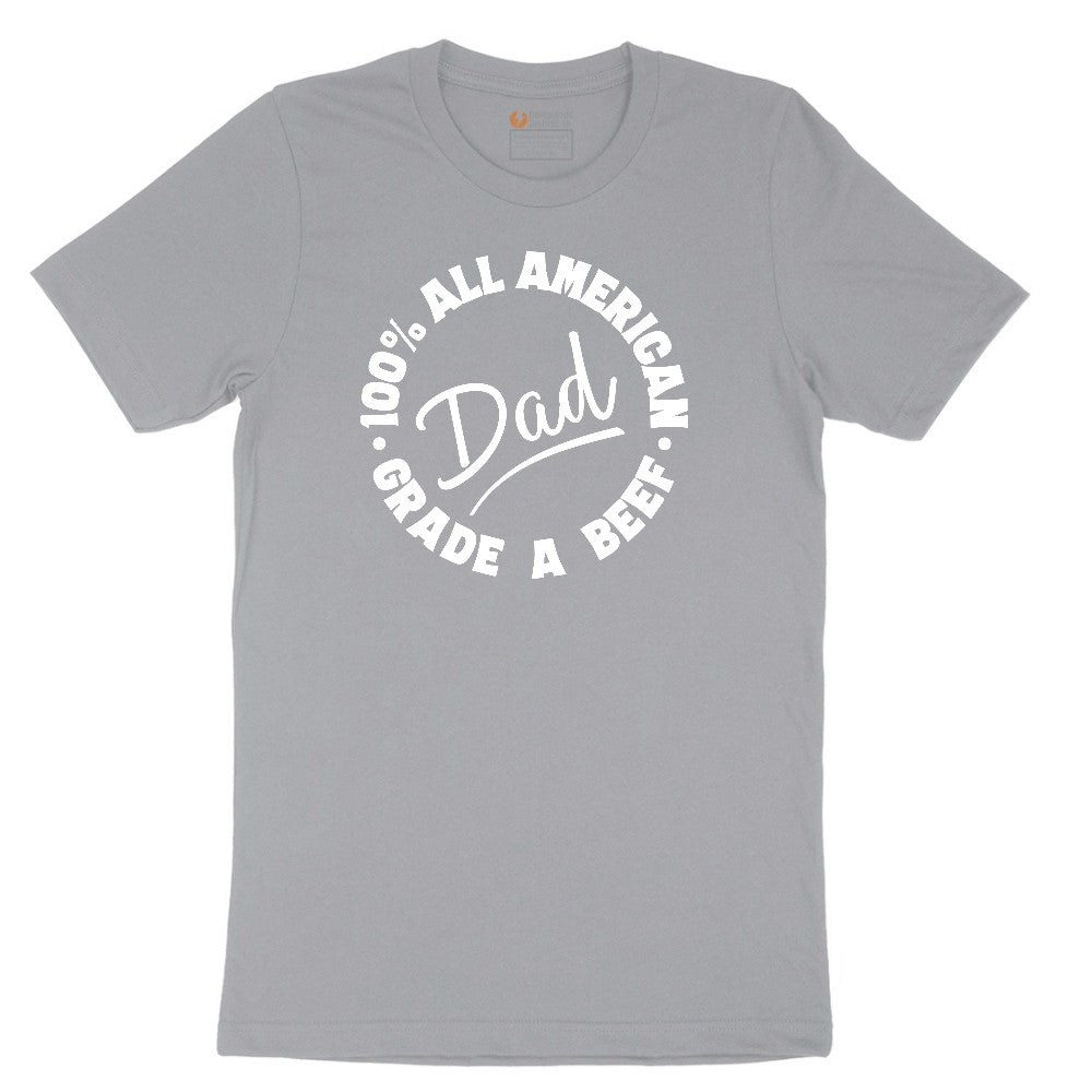 Dad 100% All American Grade A Beef Short Sleeve Tee - Athletic Heather Grey