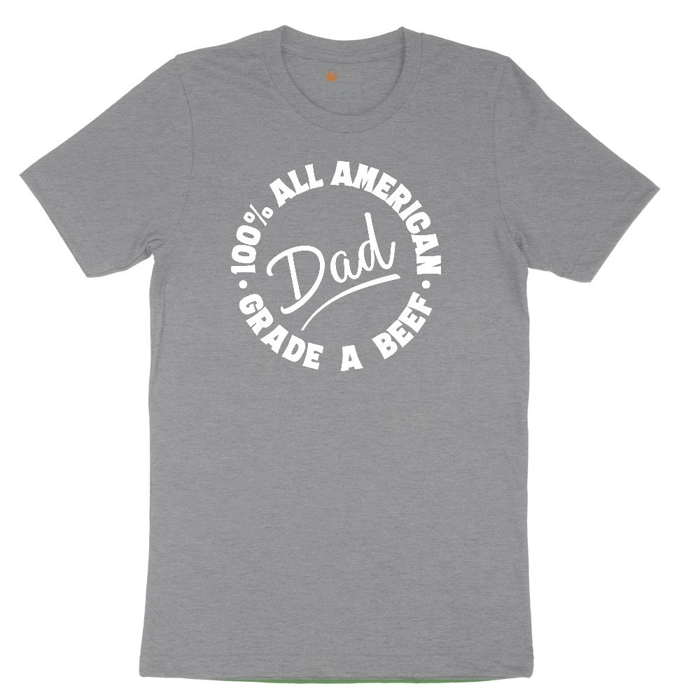 Dad 100% All American Grade A Beef Youth Short Sleeve Tee - Athletic Heather