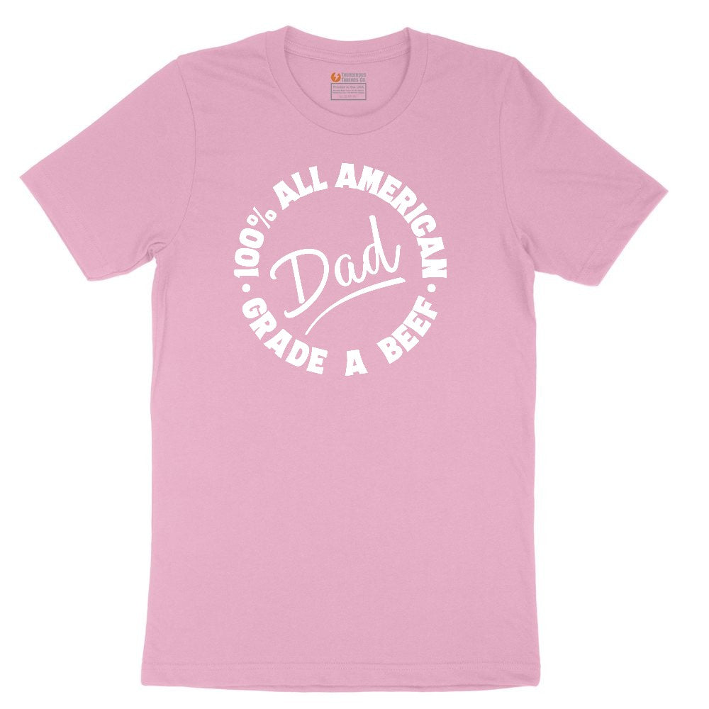 Dad 100% All American Grade A Beef Youth Short Sleeve Tee - Candy Pink