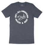 Dad 100% All American Grade A Beef Youth Short Sleeve Tee - Heather Navy