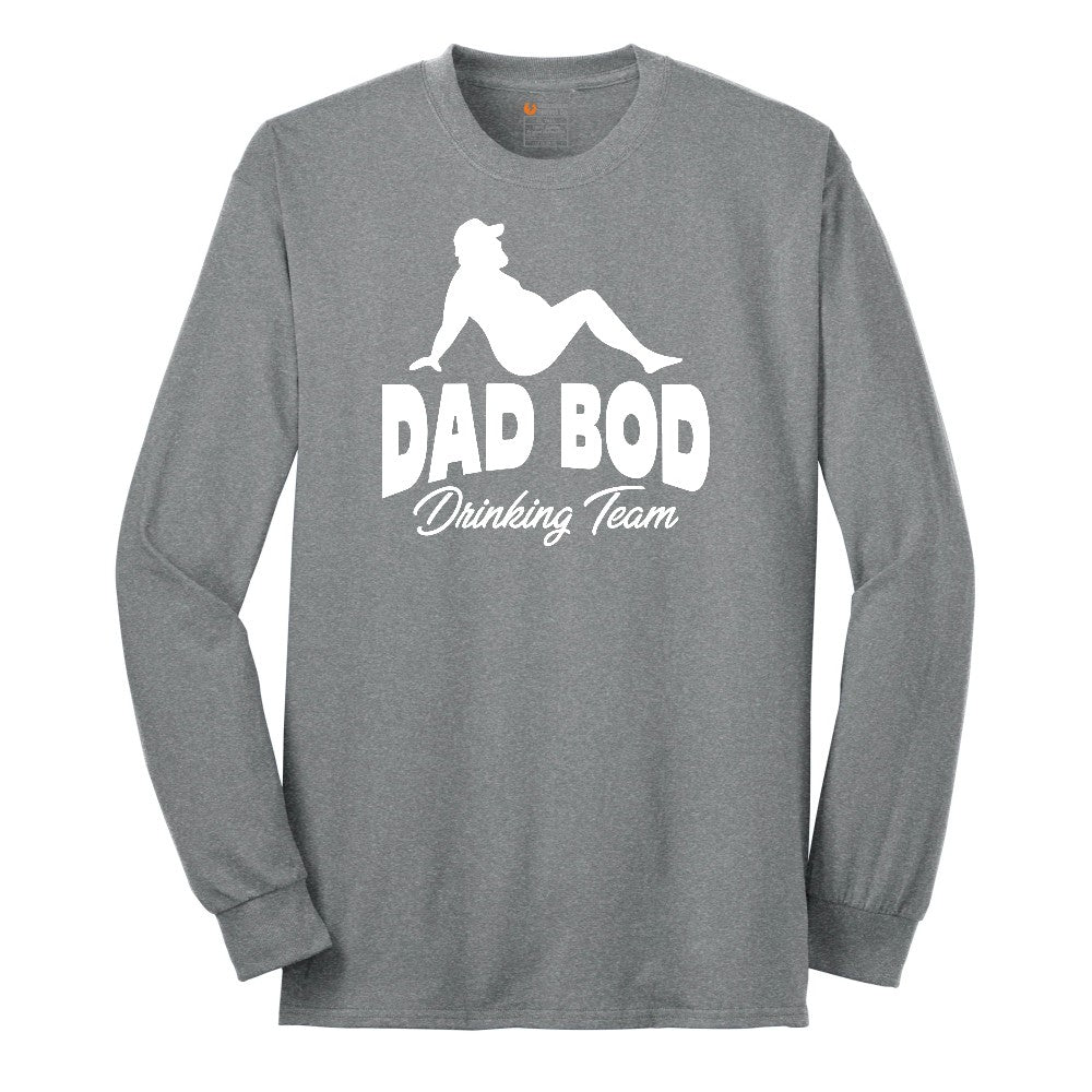 Dad Bod Drinking Long Sleeve Tee - Athletic Grey