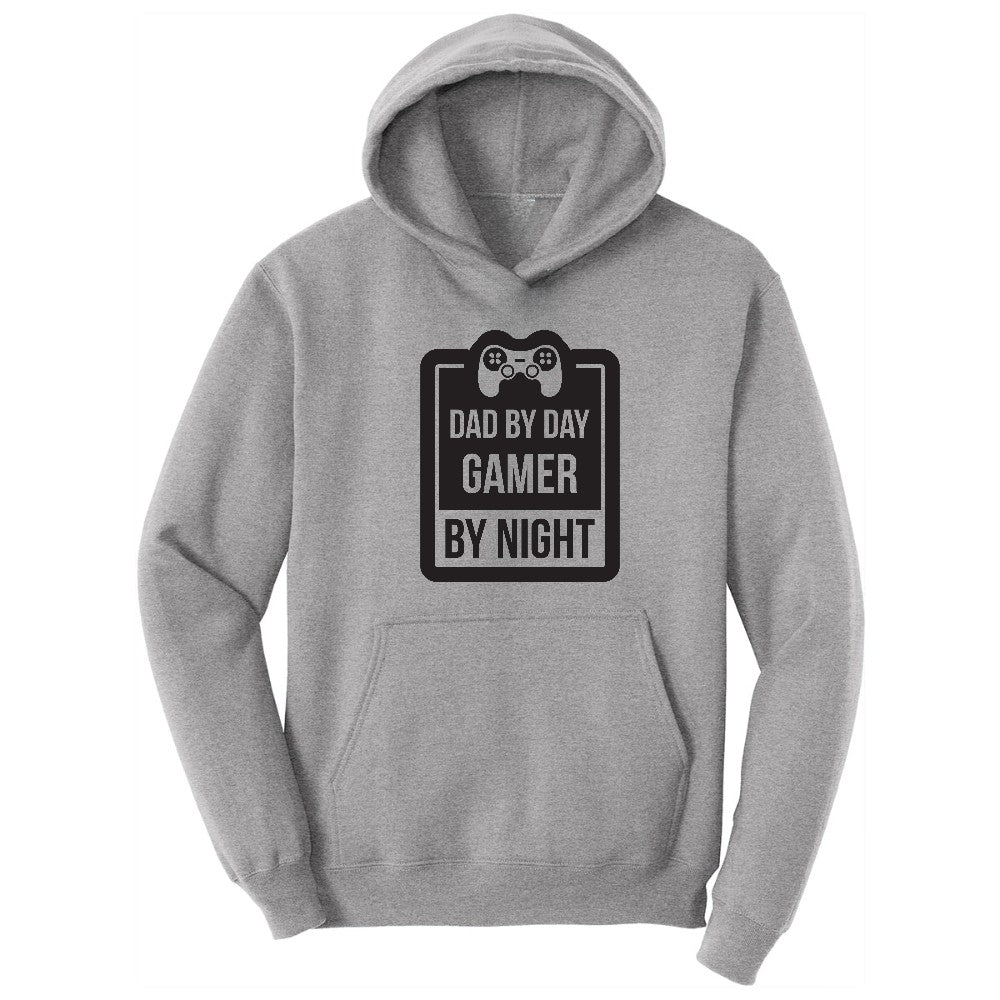 Dad by Day Gamer by Night - Mens & Ladies T-Shirt Hoodie - Athletic Heather