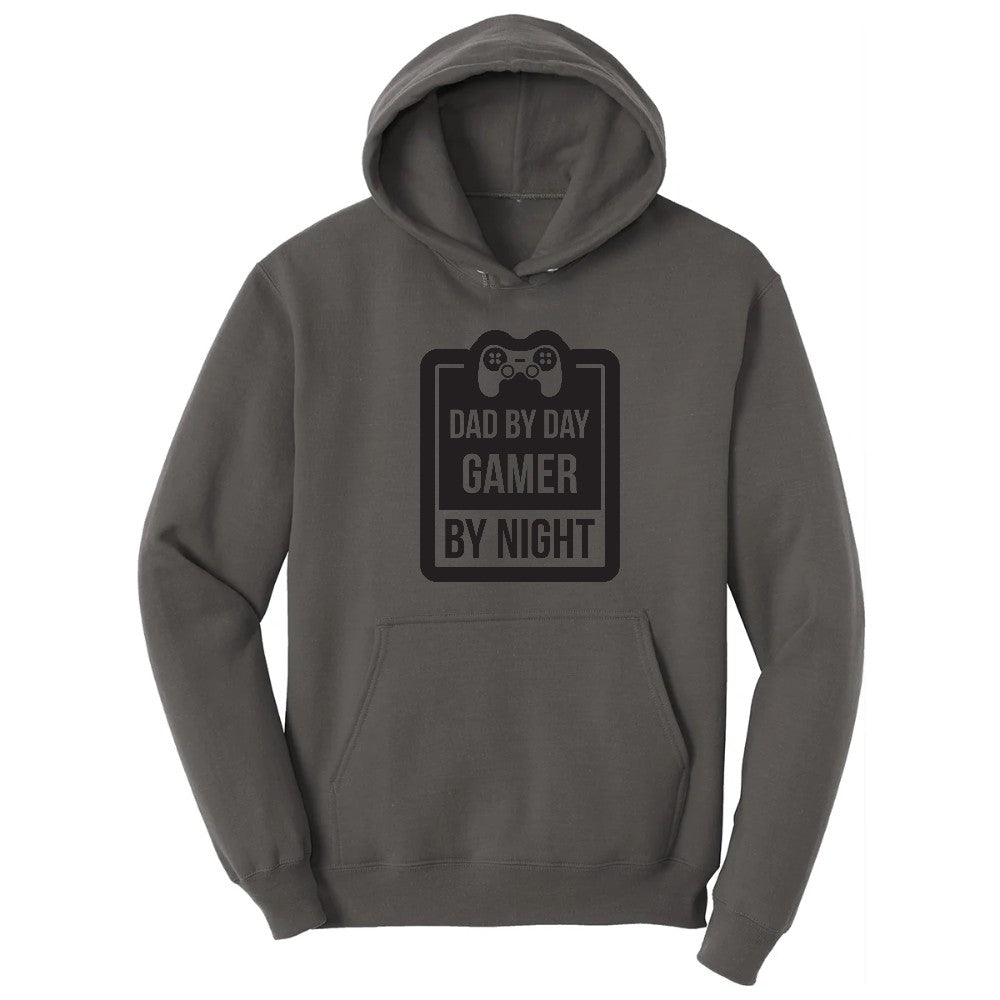 Dad by Day Gamer by Night - Mens & Ladies T-Shirt Hoodie - Charcoal