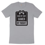 Dad by Day Gamer by Night - Mens & Ladies T-Shirt Short Sleeve Tee - Athletic Heather Grey