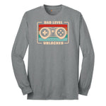 Dad Level Unlocked Long Sleeve Tee - Athletic Grey