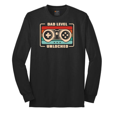 Dad Level Unlocked Long Sleeve Tee - Jet Black