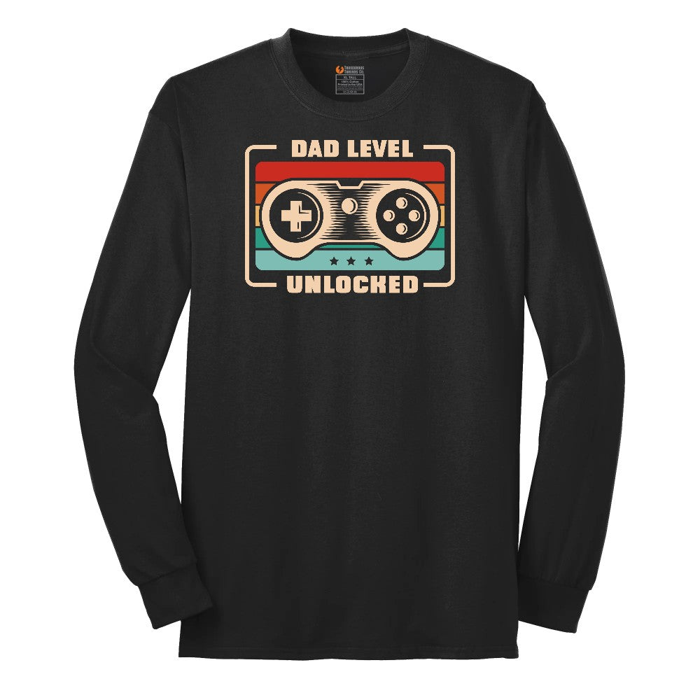 Dad Level Unlocked Long Sleeve Tee - Jet Black