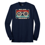 Dad Level Unlocked Long Sleeve Tee - Navy